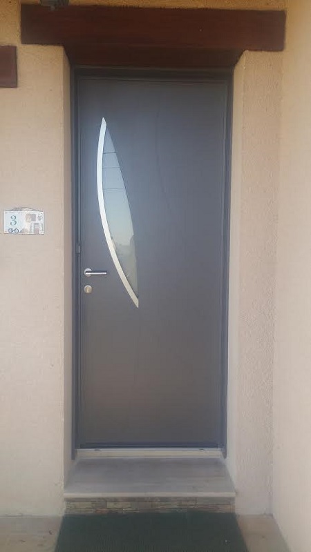 Porte D'entrée Aluminium Gris Sablé 2900