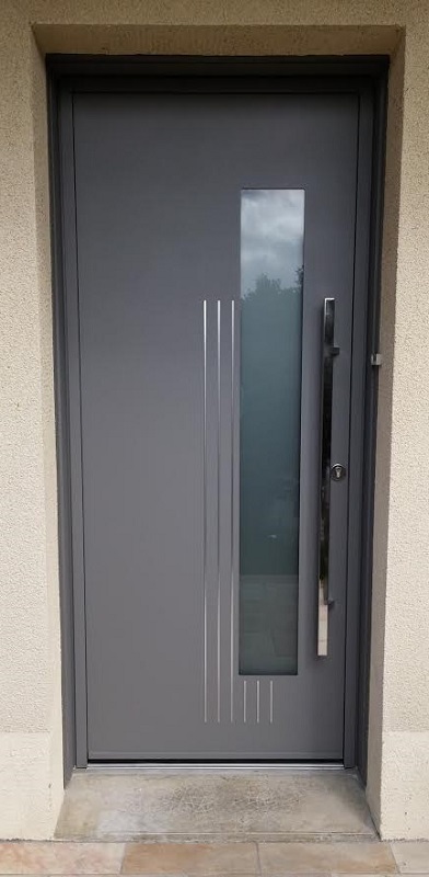 Porte D'entrée Aluminium Modèle Mahjong Ral 9007