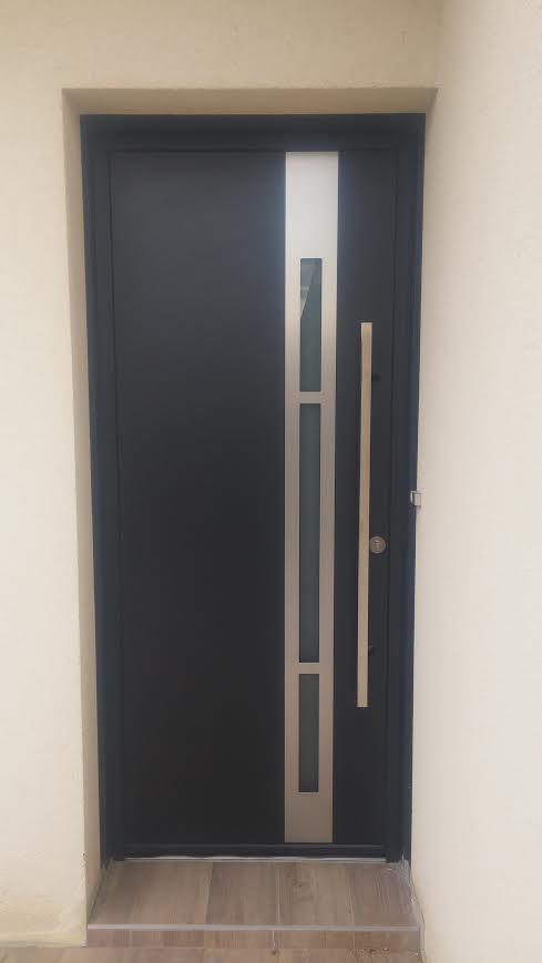 Porte D'entrée Aluminium Noir Sablé 2100 Effigie