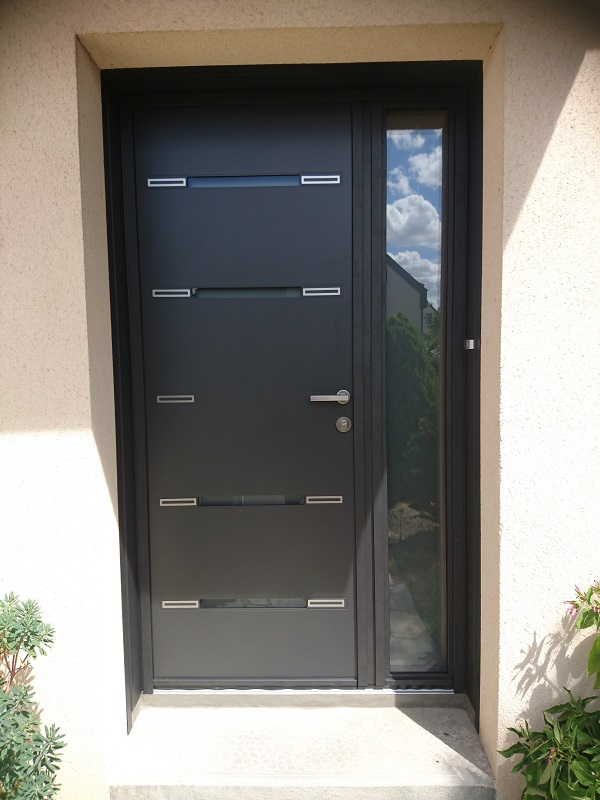 Porte D'entrée Alumuminium Modèle Tao Ral Noir Sablé 2100
