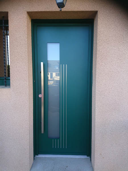 Porte D'entrée Aluminium Modèle Mahjong Vert 6005